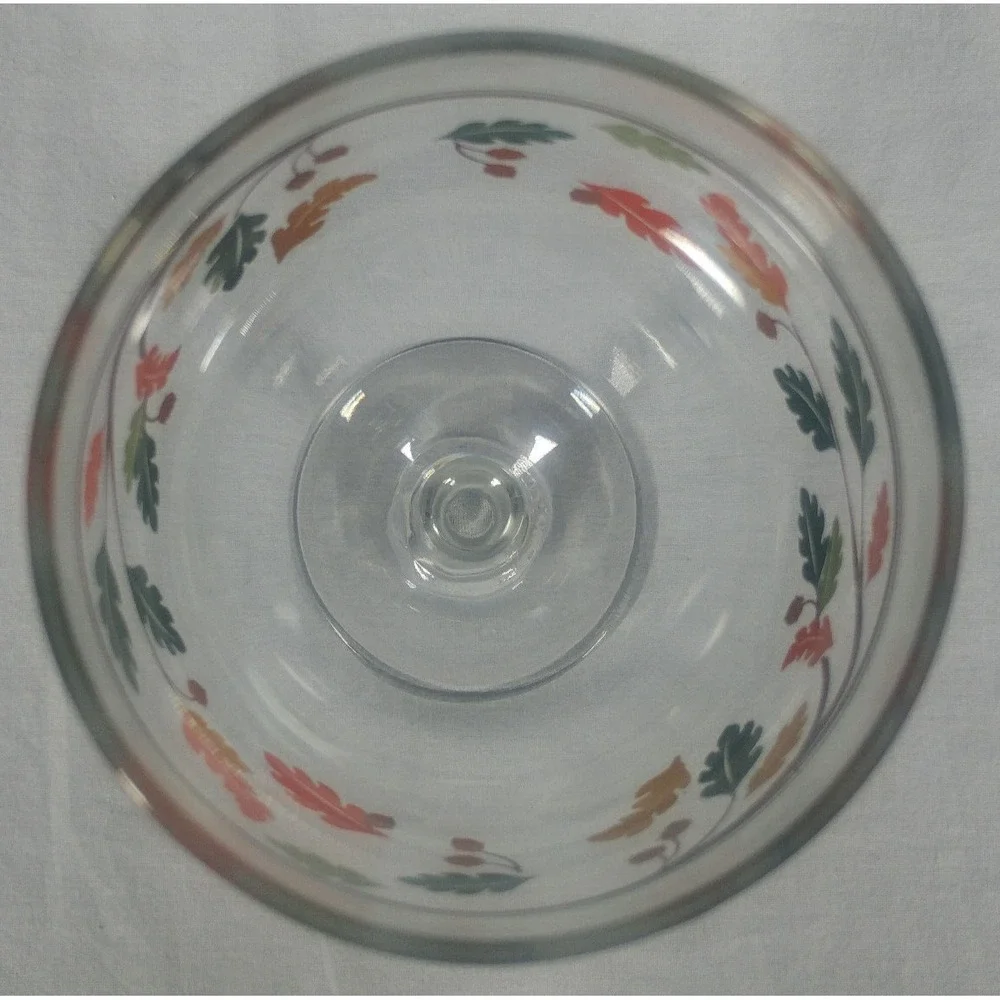 Libbey Crisa Oak Leaves Acorn Nuts Glass Water Goblet 16 Oz Vintage